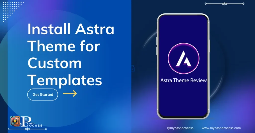 Step-by-step guide illustrating how to install Astra theme for custom templates on WordPress in 2025